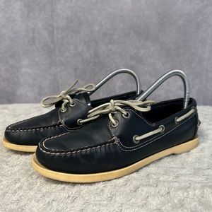 L.L. Bean 306 Casual 2-Eye Navy Boat Deck Moc Flats Loafers Shoes Womens US 7 M